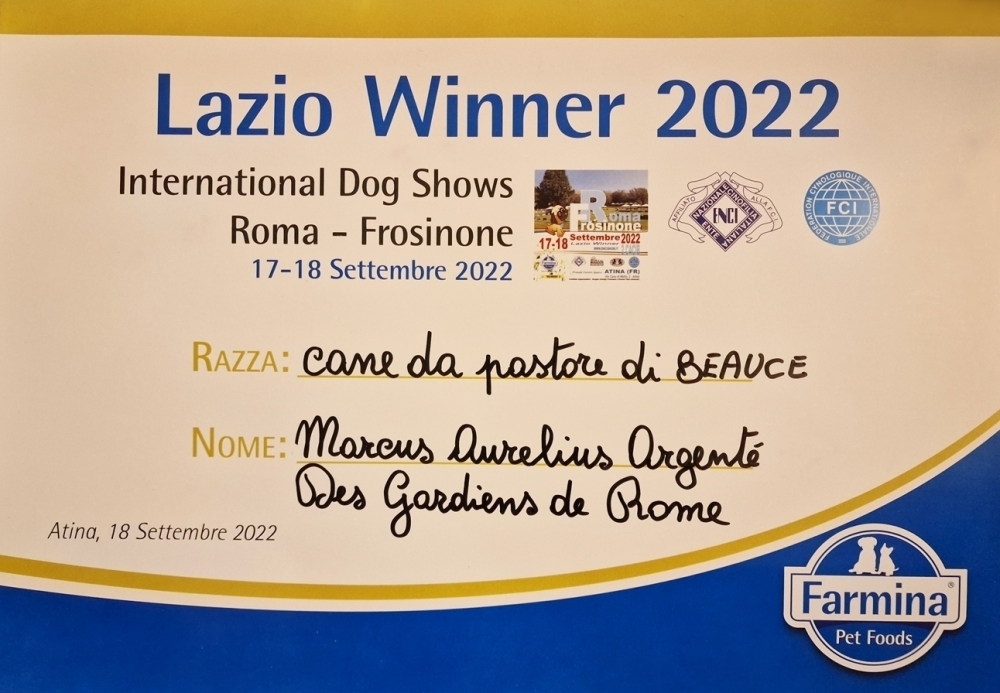 Lazio Winner 2022 - Des Gardiens de Rome